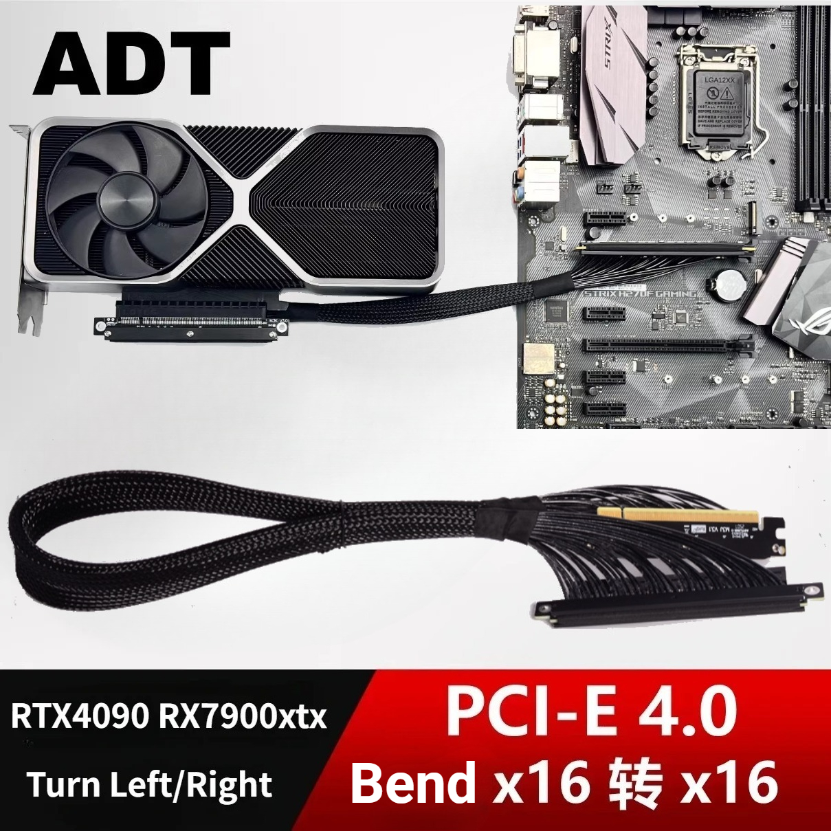 Vertical Gpu Bracket - ADT New Dual Reverse Riser Cable
