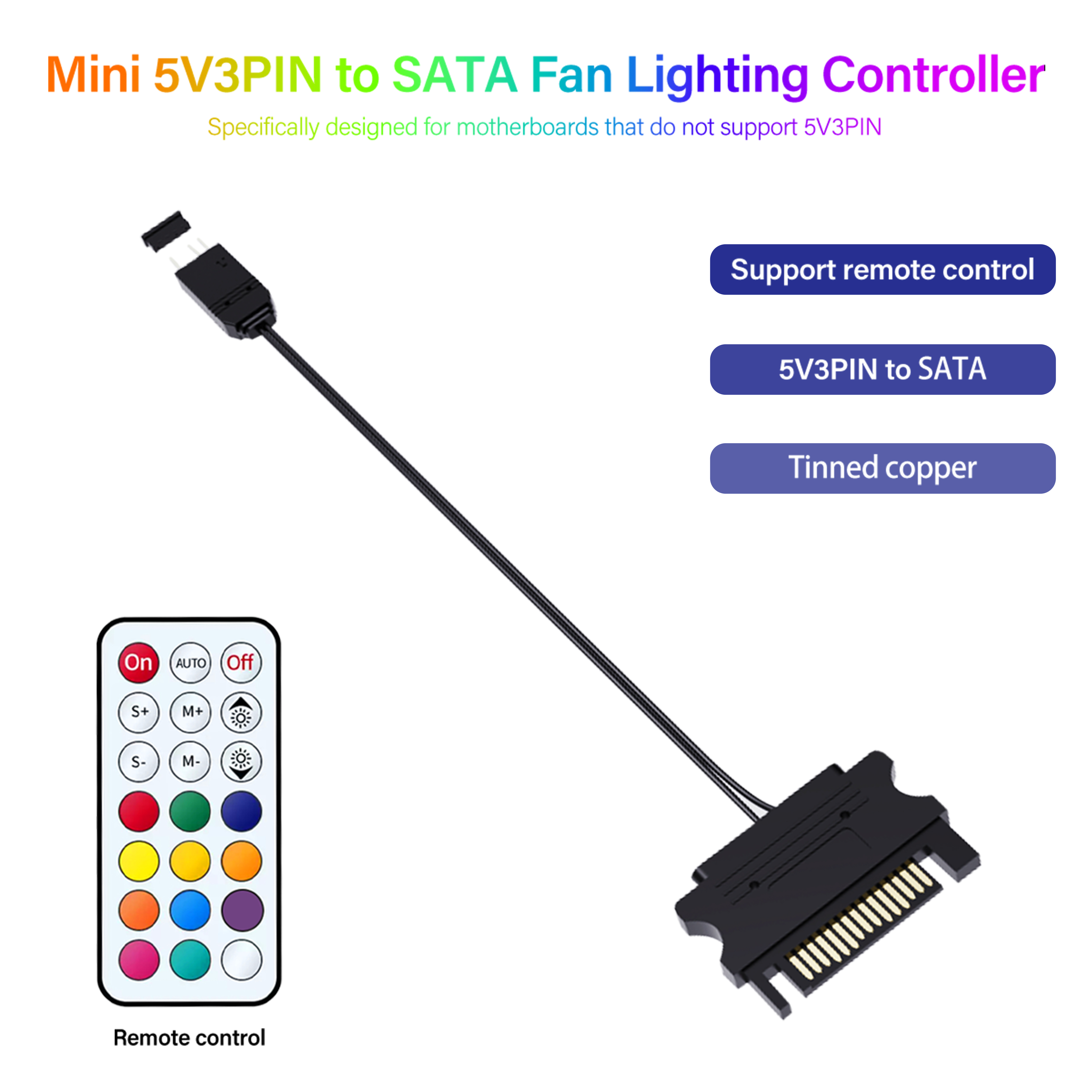 Fan Hub Rgb Controller - SATA Powered 5V 3Pin ARGB Controller,