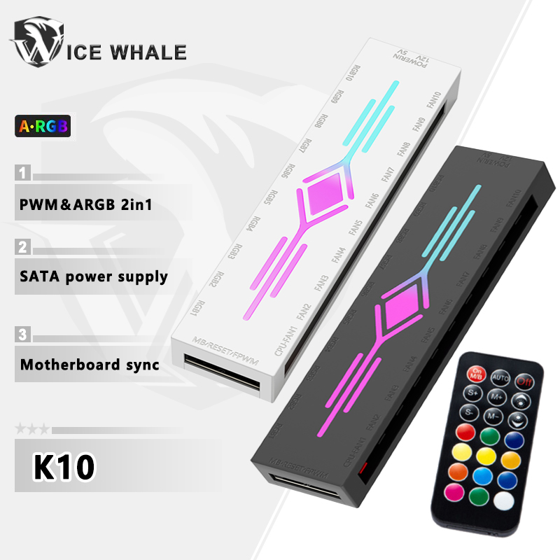 ICE Whale K10 1 to 10 PWM&ARGB - Fan Hub Rgb Controller 리뷰 및 가격
