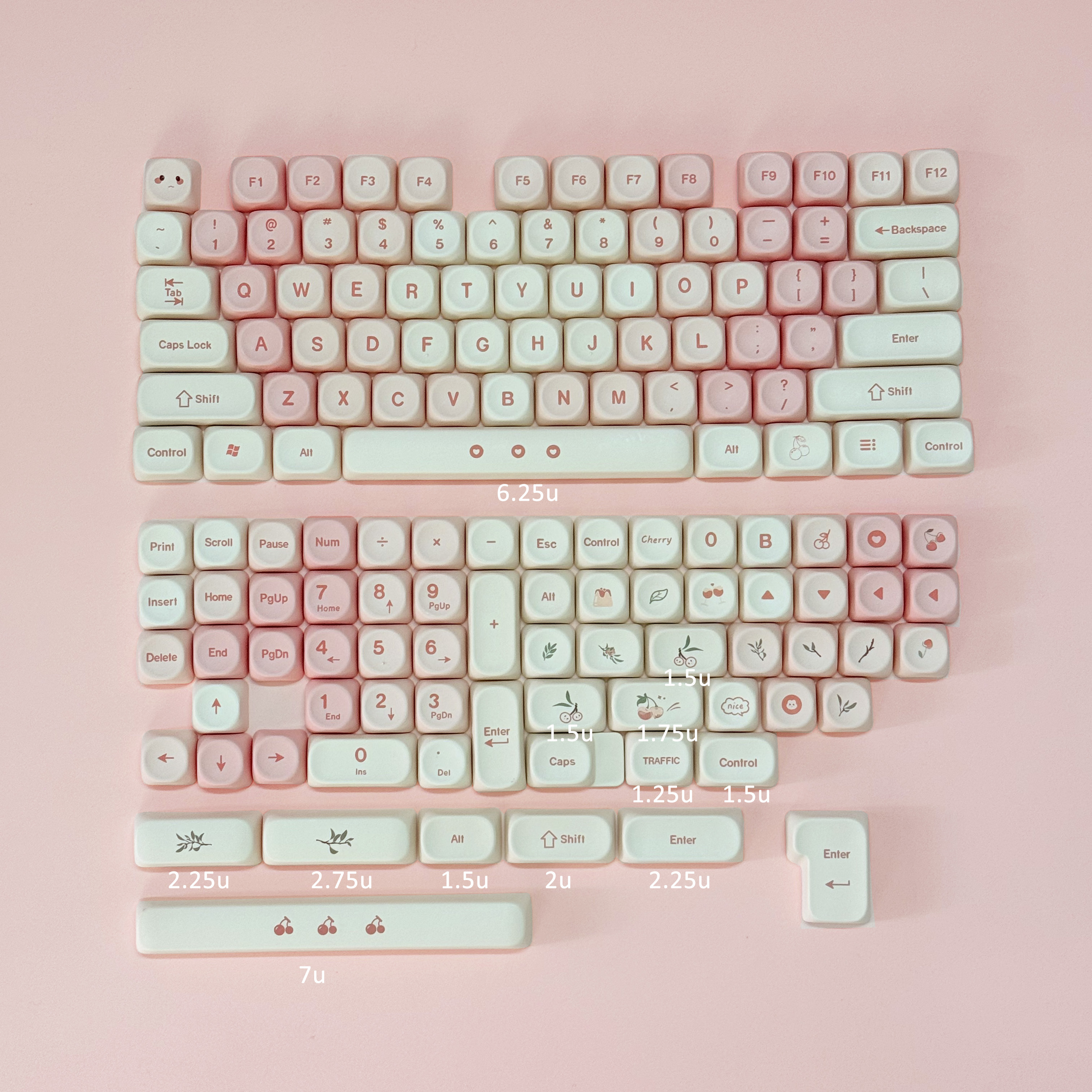 Pink Cherry Cute Style Keycaps - Keyboard Numpad Separate 리뷰 및 가격