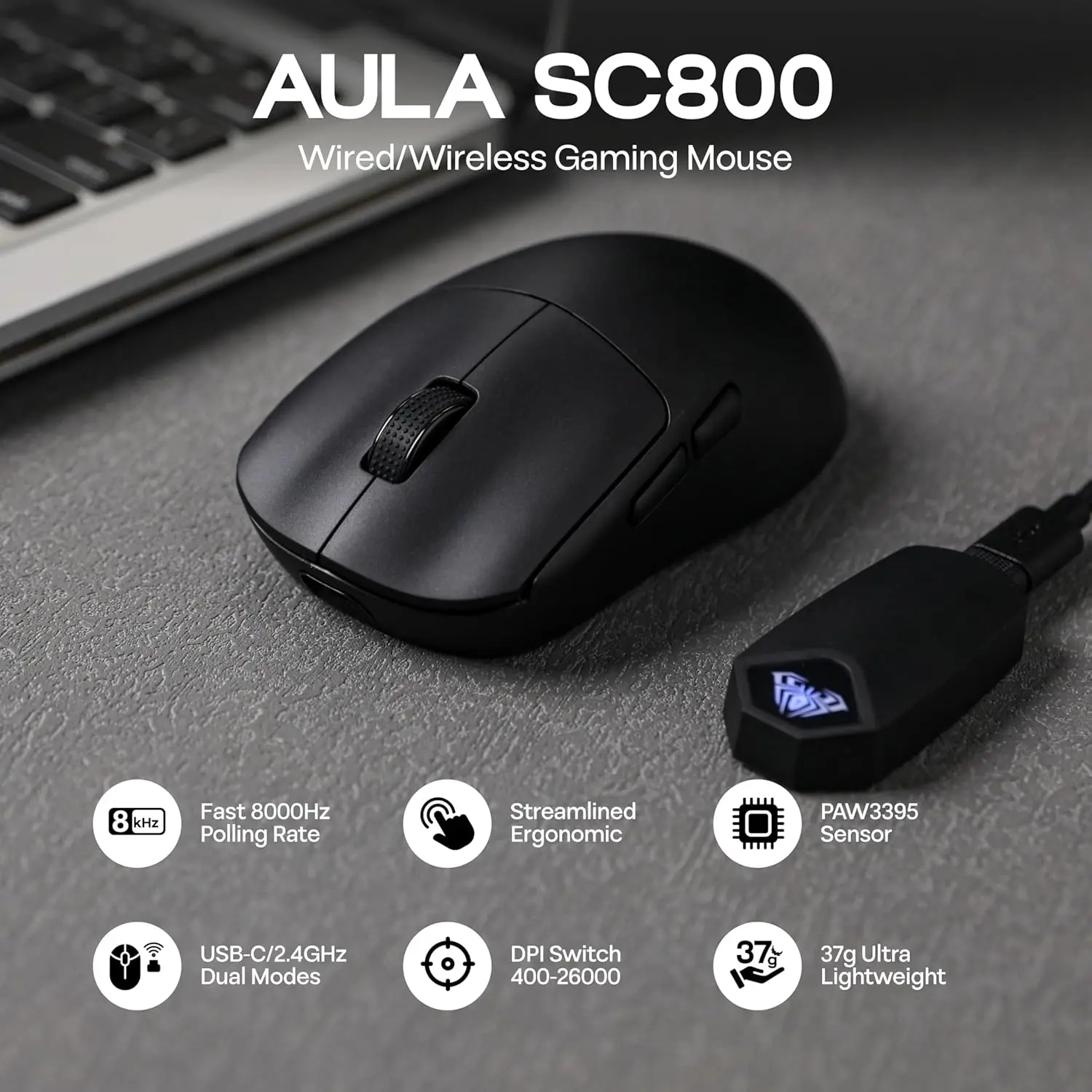 AULA SC800 Gaming Mouse USB-C  - Gaming Hand Accessories 리뷰 및 가격