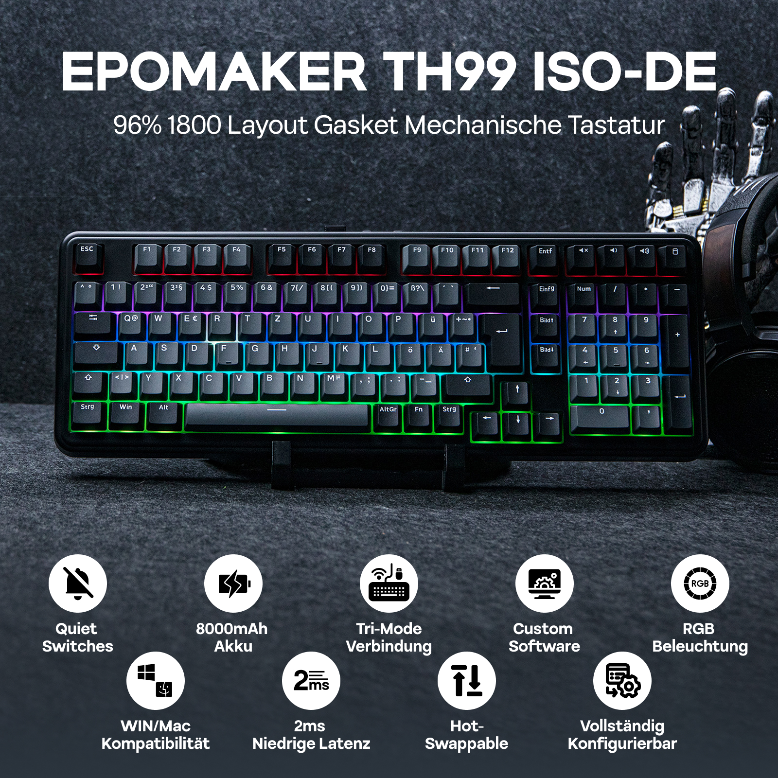 ISO-DE Layout EPOMAKER TH99 QW - Keyboard Numpad Separate 리뷰 및 가격