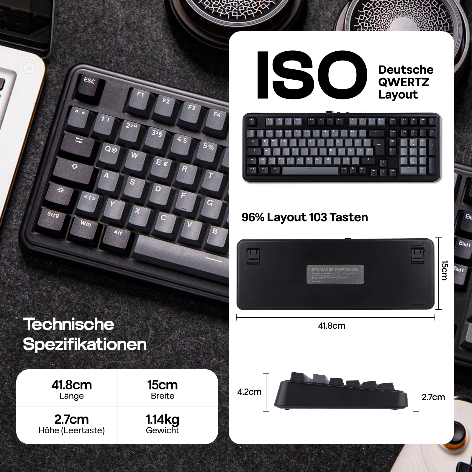 ISO-DE Layout EPOMAKER TH99 QW - Keyboard Numpad Separate 리뷰 및 가격