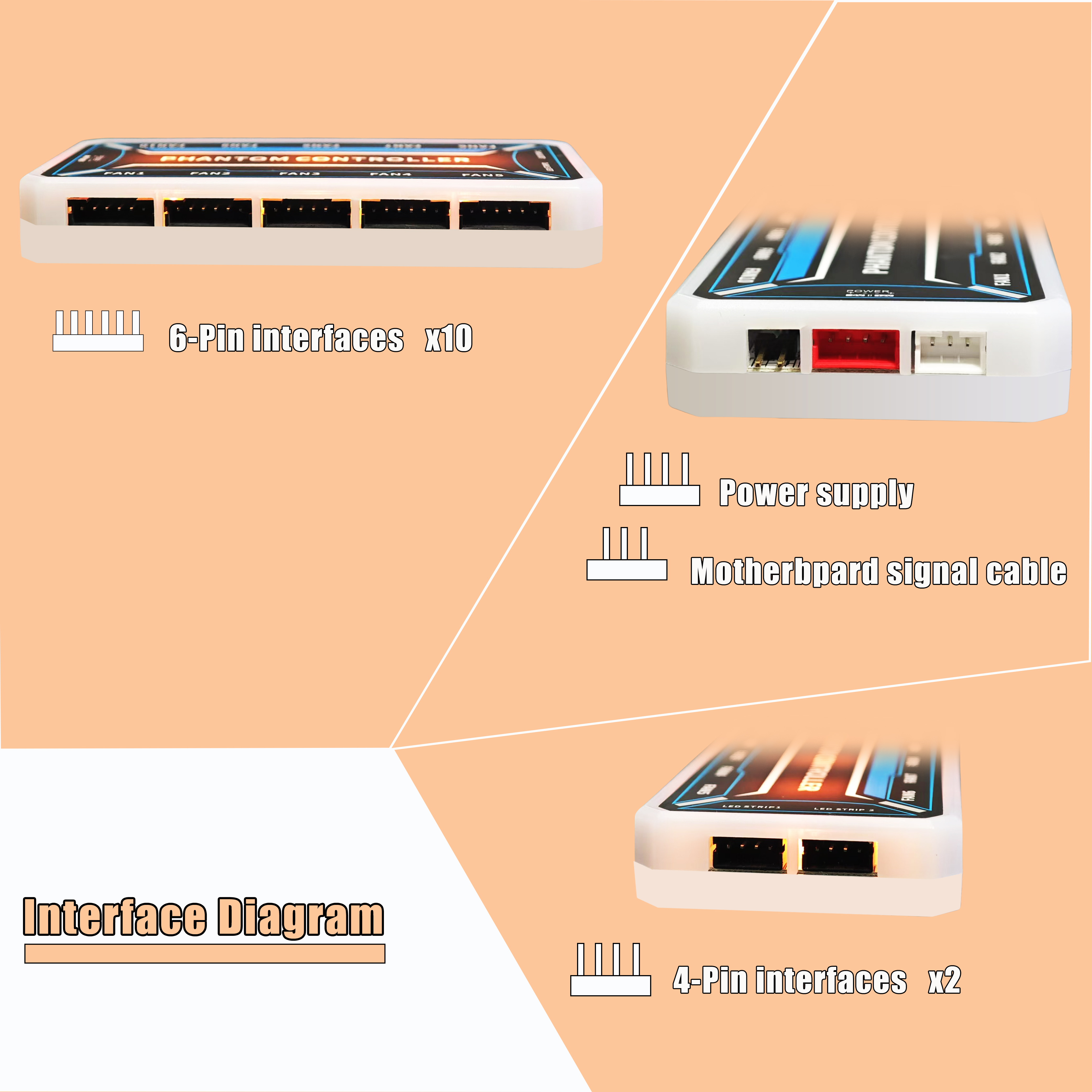 6-Pin Fan Hub, 10 6-Pin Interf - Fan Hub Rgb Controller 리뷰 및 가격